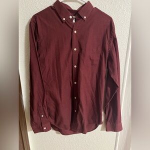 Old Navy Men's Dark Red Casual Button-Down Shirt